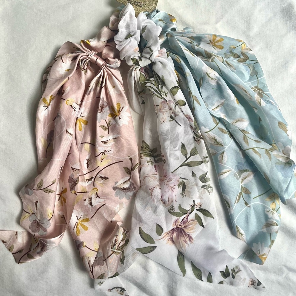 Floral Hair Scrunchies Set‎ Soft Girl Coquette Cottagecore Everyday Accessories